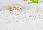 Floral Bridal Embroidered Lace Trim For Wedding Dress , White Cotton Net Lace