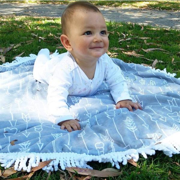 Cheaper price small MOQ custom printed children round beach towel baby beach