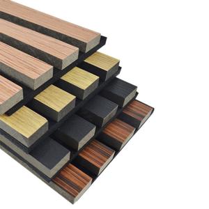 China Sound Proof Walnut Veneer Wood Wool Slat Wall Panels Wooden Acoustic Panels on sale