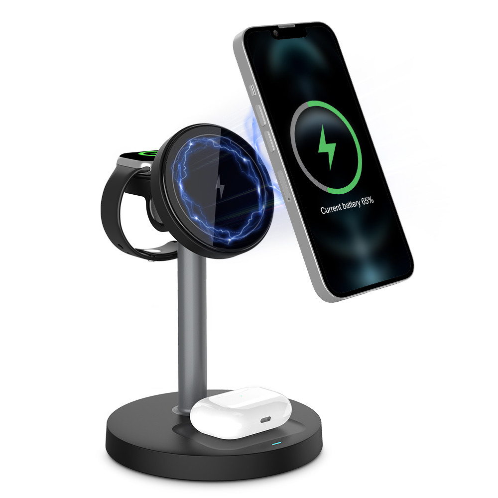 S11 3 in 1 Magnetic Wireless Charging Stand with Adjustable Charging Angle and USB Type-C Input Interface