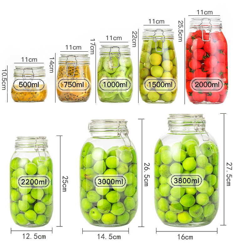 Free Sample 1L 1.5L 2L Square Glass Clip Lid Jar Flip Top Glass Jar with Flip Top Lid
