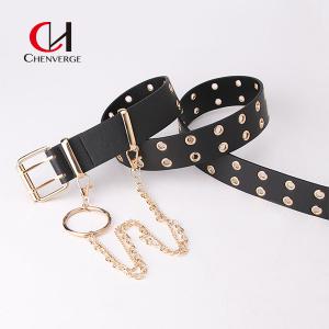 Wholesale Full Hole Ladies Leather Belt Hip Hop Punk Style Street Cool Wind Chain from china suppliers