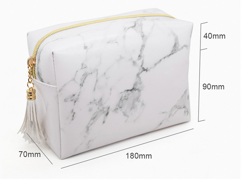 White Marble Leather Cosmetic Bag Blanks Promotion PU Makeup Brushe Bag