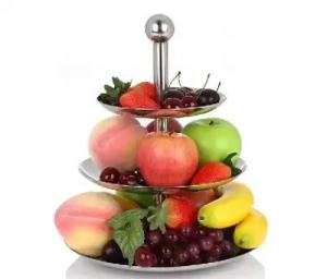 China Detachable 2 Tier Stainless Steel Fruit Basket Hotel Lobby Supplies on sale