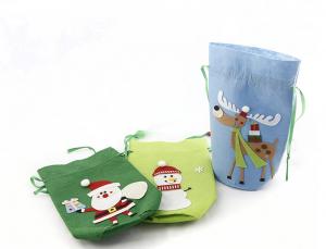 China Durable Christmas Party Crafts Felt Gifts Holders Large Santa Sack Drawstring Bag on sale