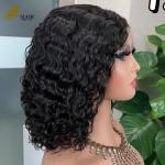 12 Inch Glueless 5*5 Front Lace Human Hair Wig Water Wave Glueless Silk Top Full
