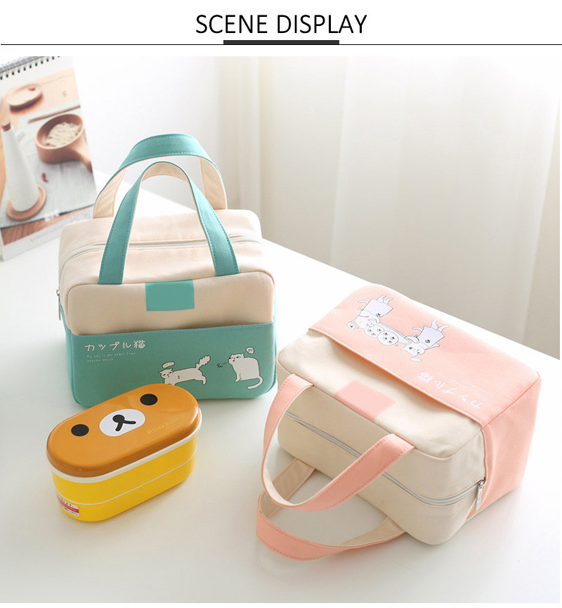 Portable Children Waxed Canvas Insulated Cooler Lunch Box