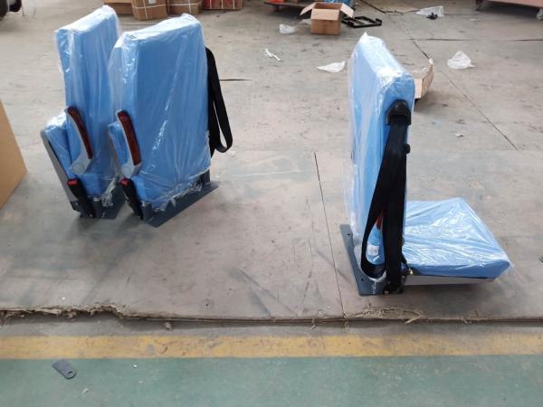 Easy Reclining Folding Bus Seat Long Lever At Wall Mounted Side Steel Pedestals