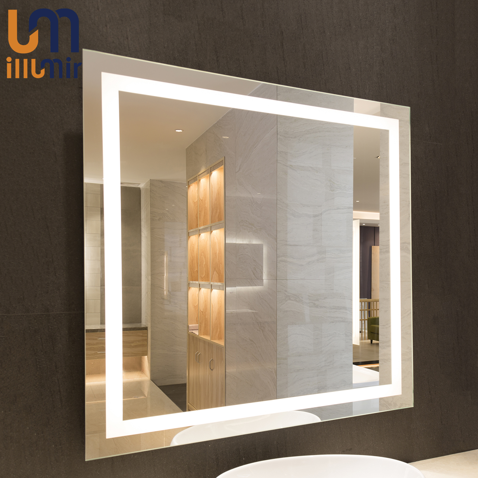 2700K-6000K CCT Hotel Decorative LED Wall Vanity Mirror With Lights Single Sided