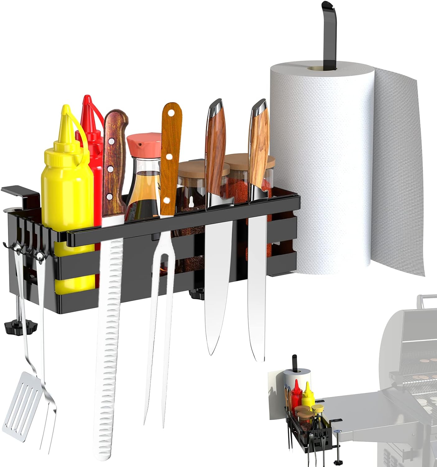 Griddle Caddy for Blackstone Griddle Accessories With Paper Towel Holder & Knife Rack for Blackstone Accessories Griddle 28"/36"