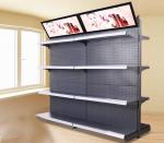 Customized Size Metal Supermarket Display Shelving With Advertising Board