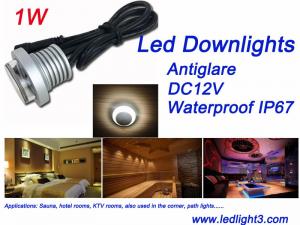 China Rcessed 1W Antiglare Mini LED downlight Epistar LED Spotlight Waterproof IP67 for hotel rooms DC12V on sale