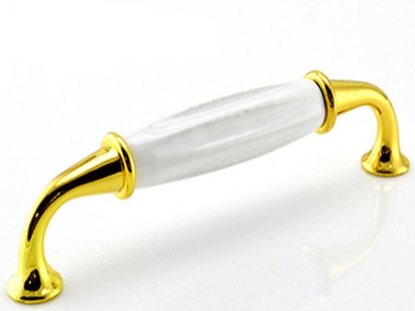 Anti Corrosion Ceramic Handles And Knobs , Gold Plated Turkey Design Porcelain