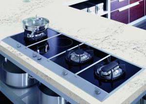 Wholesale Artificial Gray Quartz Kitchen Countertops Stain Resist UV Cutting Side Finish from china suppliers