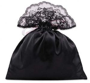 China Satin Black Lace Underwear Bra Garment Bag Travel Storage Bag on sale
