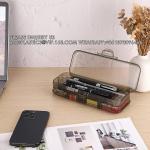 Double Deck Pencils Box Clear Plastic Stationery Box Removable Ruler Dividing