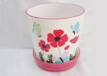 Dolomite Ceramic Garden Planters 6 inch flower pot Hand Painted with Attached