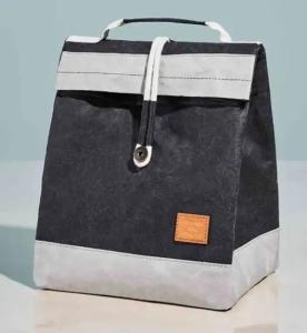 Wholesale Washable Kraft Paper Insulated Cooler Lunch Bag Brown Grey Colored Reusable With Handle from china suppliers