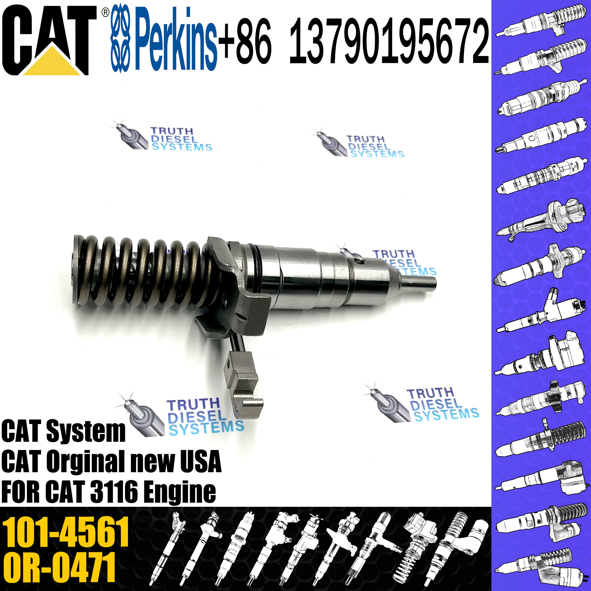Diesel Common Rail Fuel Injector 101-4561 101-8673 102-7038 105-1694 0R-3190 4P-2995 0R-8682 For Excavator Engine 3116
