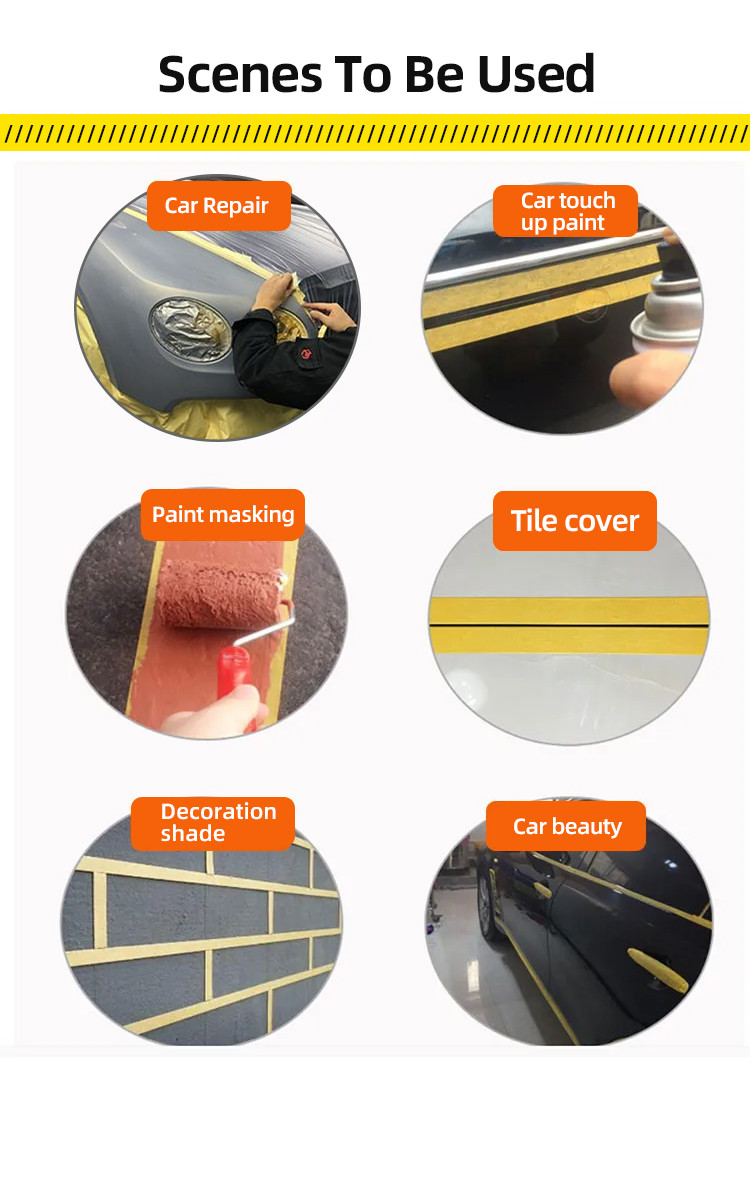 Rubber Yellow Crepe Paper Adhesive Colorful Masking Tape