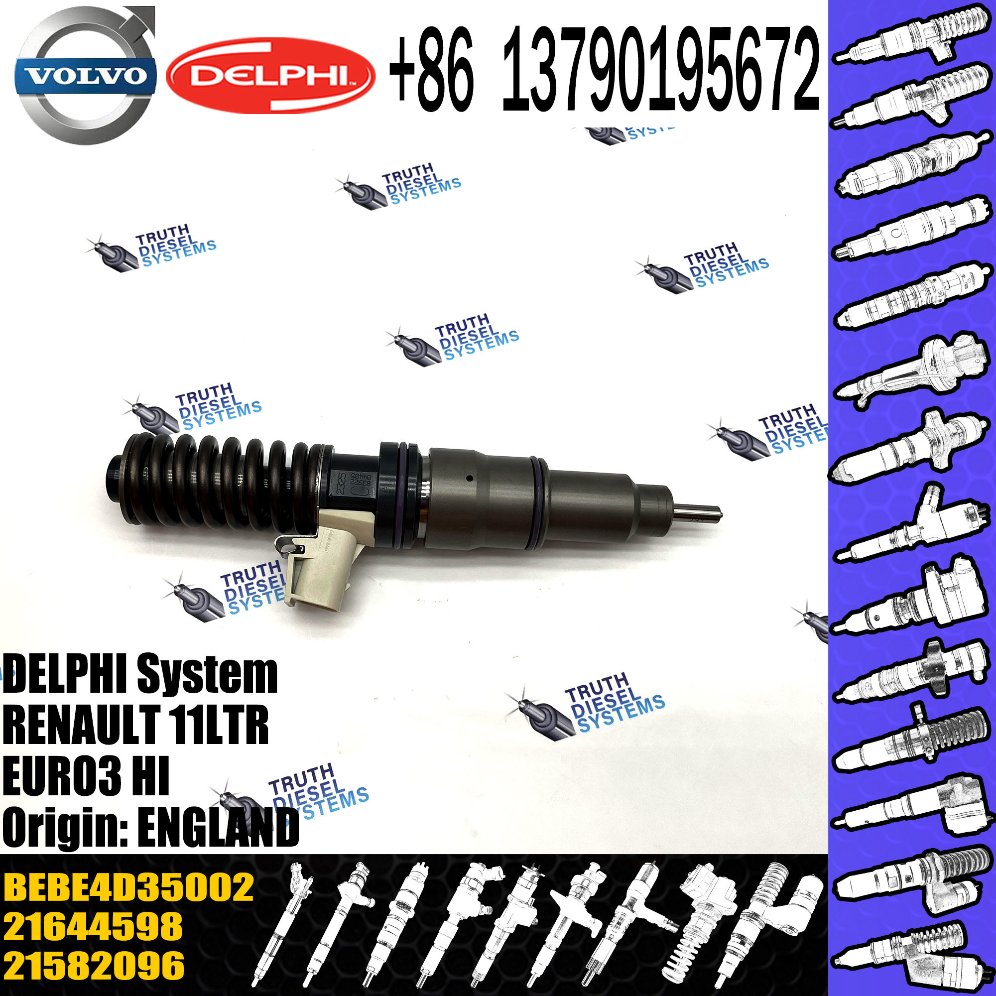 Diesel Fuel Injector BEBE4D35002 7421028880 74221644598 21582096 For 11LTR EURO3 HI