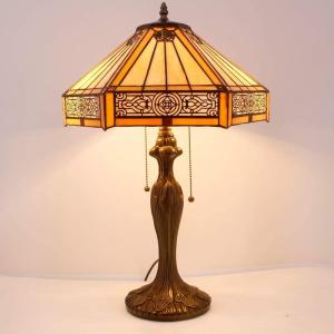 Wholesale 30cm Hexagon Study Retro Warm Bed Room House Handcrafted Decorative Lamp Stained Art Turkish Glass Luxury Table Lamp from china suppliers