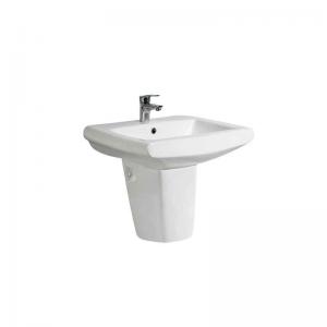 China Factory Direct Hand Wash Wall Hung Basins Ceramic Semi Pedestal Basin For Bathroom on sale