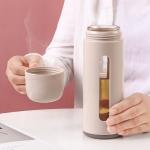 Unbreakable Plastic Cover Portable Glass Water Bottles With Drink Cup