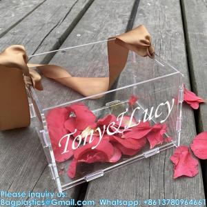 China Clear Flower Girl Basket For Wedding - Acrylic Wedding Basket Decoration, Customized Name,Handle With Silk Ribbon on sale