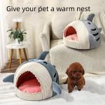 Fall Winter Fish Cat Bed Pet Universal Warm Villa Semi Enclosed Shark Shaped Dog