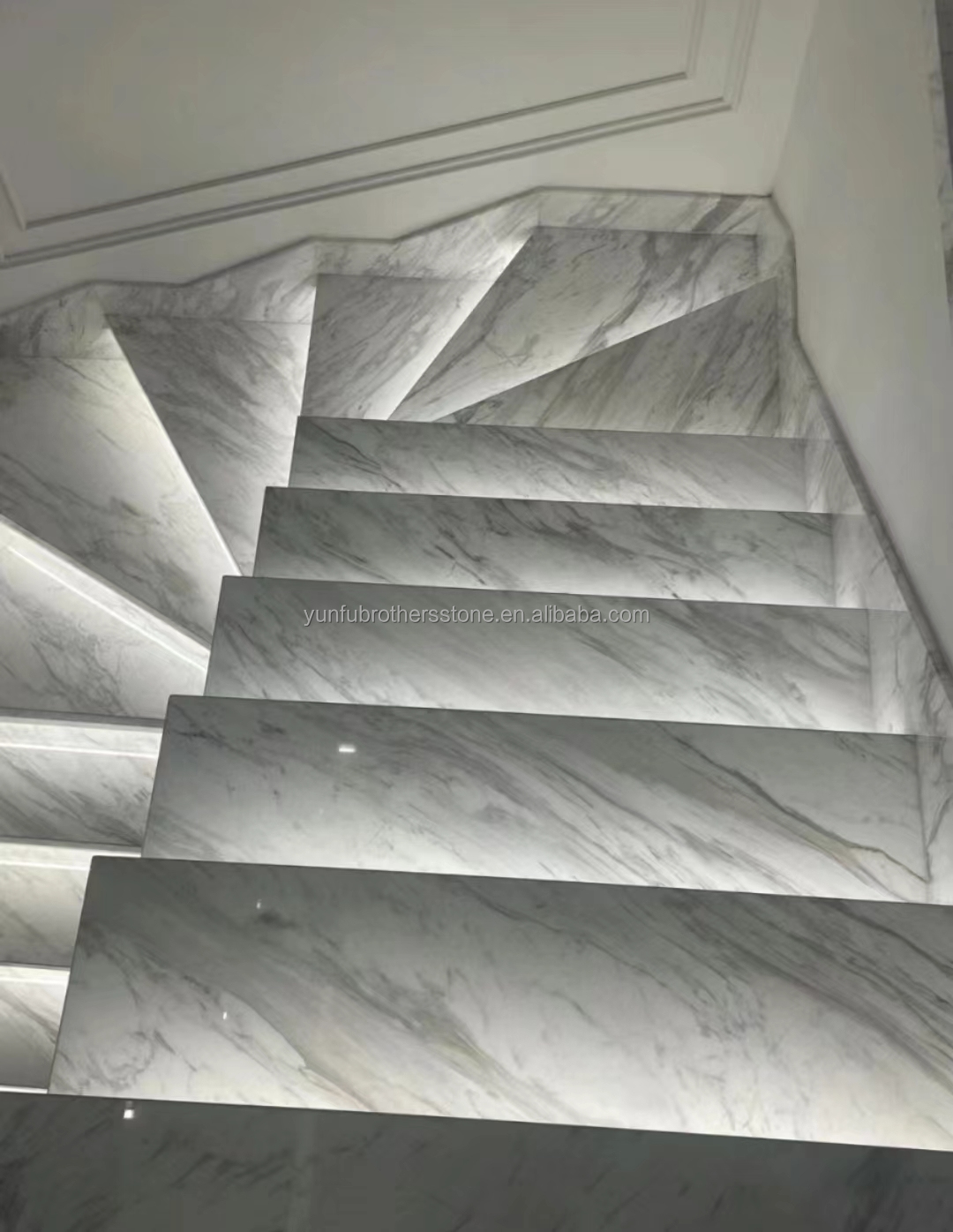 Indoor Villa Modern Natural Stone Stairs Design for Polished Straight Steps