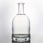 Customized Logo 700ml Round Liquor Glass Bottle with Cork Stopper Rum Gin Whisky