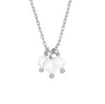 925 Sterling Silver Three Freshwater Pearls Charm Pendant Necklace for Women 16"
