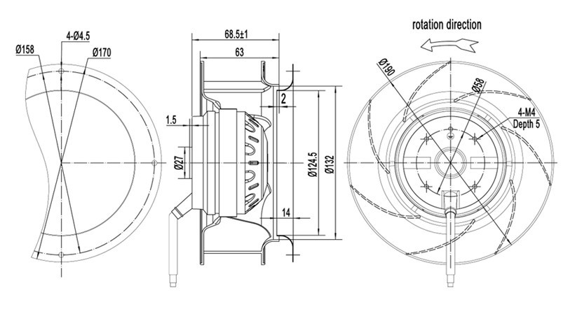 IP44 Centrifugal Blower Fan 2 Speed 220v 230v Cool Air Blower For Air Purifier