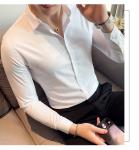 Casual Shirts Turn-down Collar Autumn Fabric Polo Cotton Long Sleeve Mens Slim