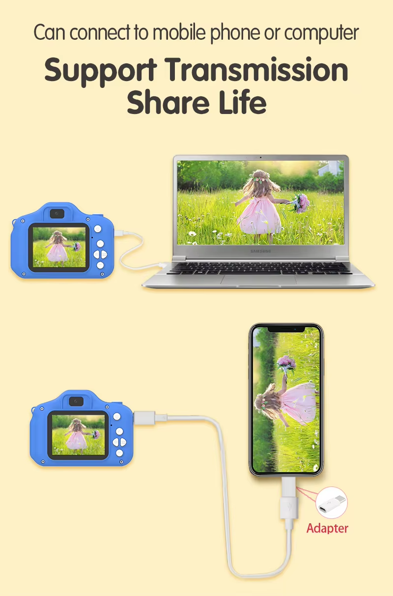 X11S Mini Dual Lens Kids Camera 1080P Bunny Cartoon Children Camera Adorable Toy Kids Selfie Digital Camera As Gift Prize