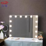 Customizable Metal and Glass Mirror Hollywood Makeup Vanity with Chrome LED