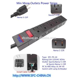 Buy cheap USA Nema 5-15R and Nema 1-15R min 10outlets power strips from wholesalers
