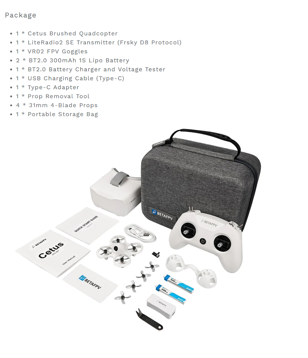 Cetus Fpv Kit Indoor Racing Rc Drone Rtf/bnf Vtx Frsky D 8 Vtx Literadio 2 Se Transmitter Vr02