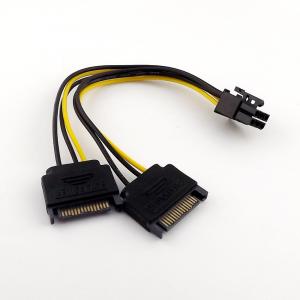 Wholesale Dual ST 15 Pin Cable Male to PCI-E 6 Pin Female Video Card Power Adapter Cable from china suppliers