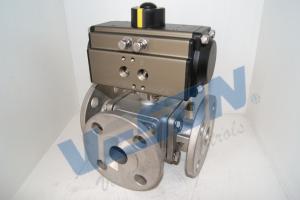 Wholesale SS Material Pneumatic Shut Off Valve / Three Way Ball Valve For Pipe Line from china suppliers