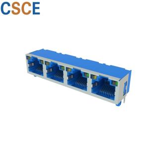 Wholesale 100 Base - T RJ45 Modular Jack 1*4 Ports Blue / Yellow / Black Color ROHS Certified from china suppliers