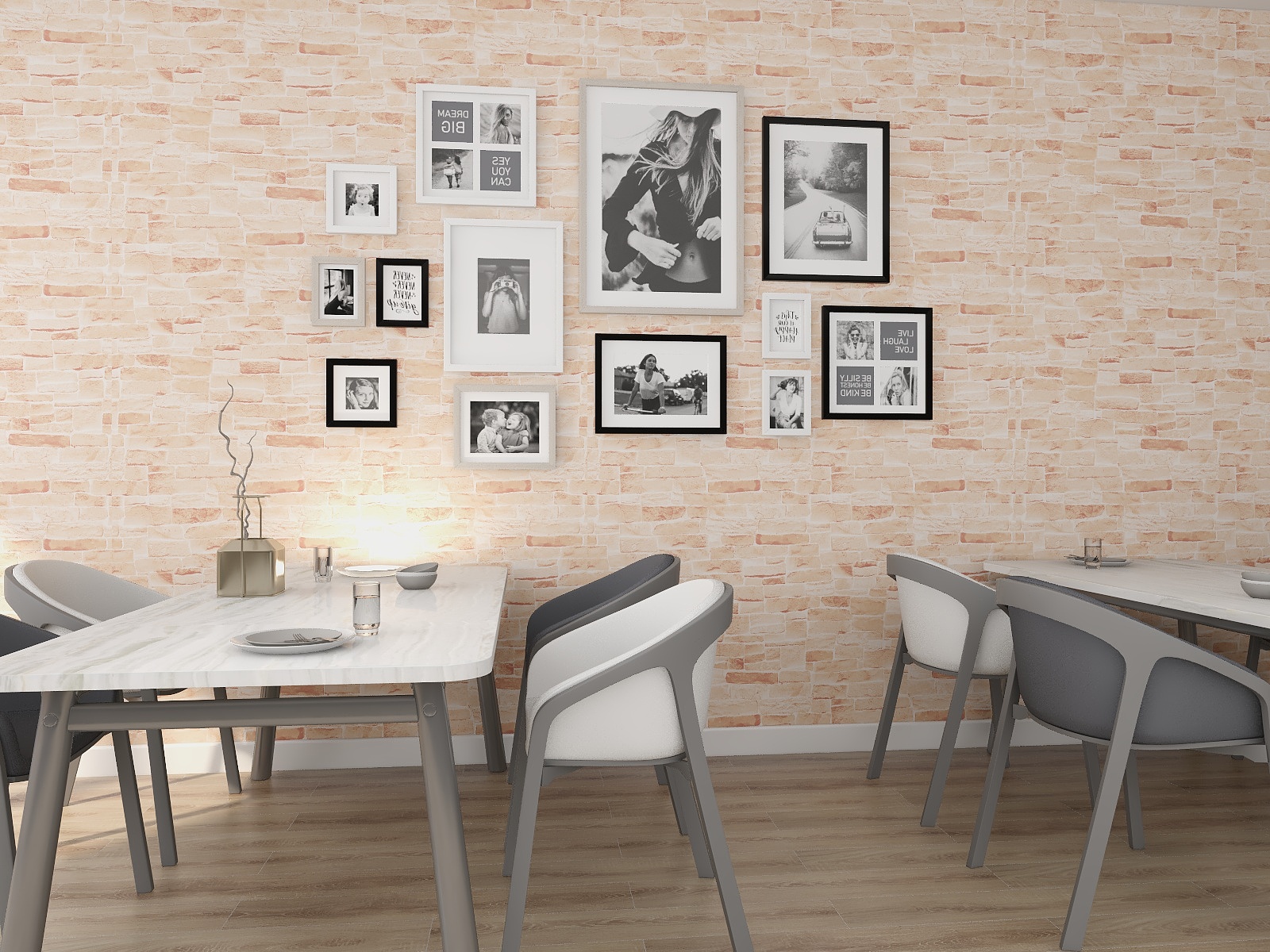 0.18mm-0.31mm Thickness 3D Brick Stone Wallpaper 3D Brick Wallpaper Grey