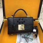 Genuine Alligator Skin Key Lock Closure Lady Small Handbag Authentic Crocodile