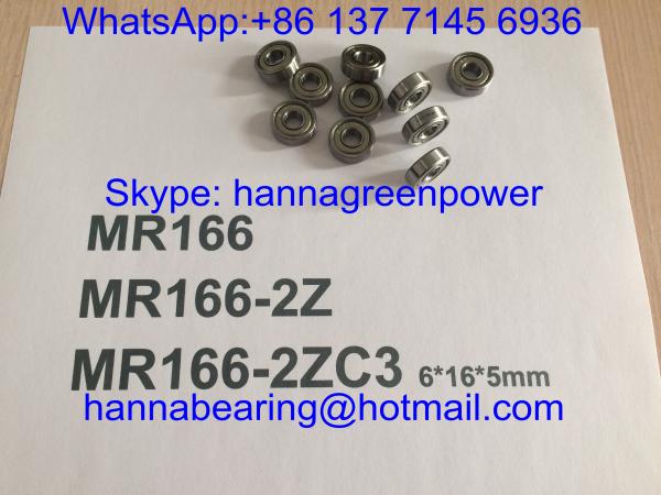 MR166ZZ / MR166-2ZC3 / MR166Z Deep Groove Ball Bearings with Metal Shields , 6