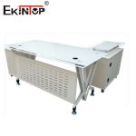 8mm Desktop Thickness Modern Glass Desk With Steel Legs For Office Building