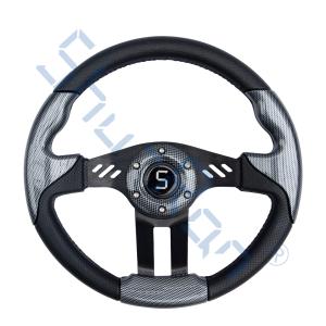 Wholesale Golf Cart Aviator 5 Carbon Fiber Grip/Black Spokes Steering Wheel from china suppliers