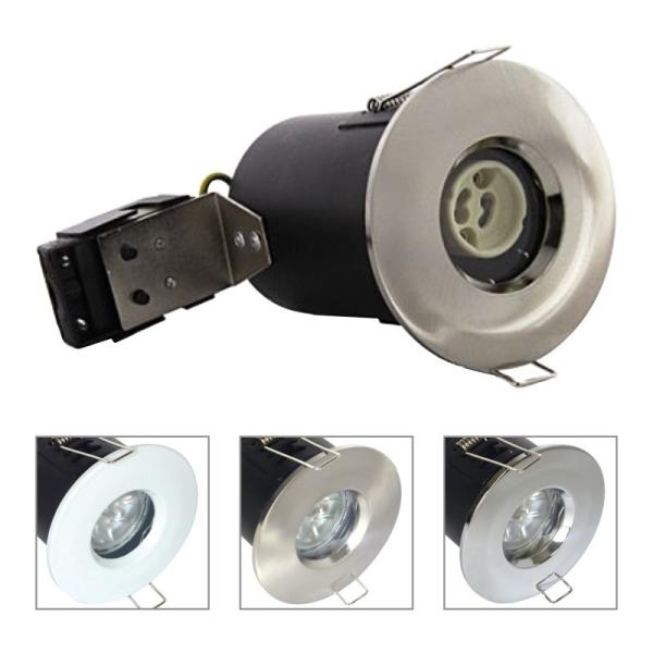 MR16 GU10 Aluminium Bathroom IP65 Fire Rated Downlight Fittings - Satin Nickel