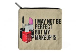 Wholesale Fashionable Canvas Make Up Bag With Brush Holder / Brass Zip For Travel from china suppliers