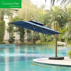 Wholesale Waterproof Windproof Parasol Sun Patio Umbrella For Garden with Teakwood Frame and Outdoor Foam water-resistant Fabric Cushion from china suppliers